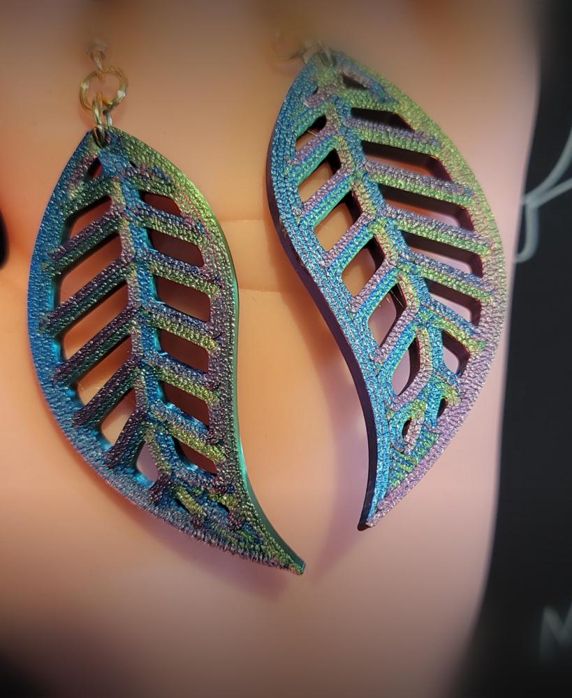 Leafy Boho Chic Earrings 3d model