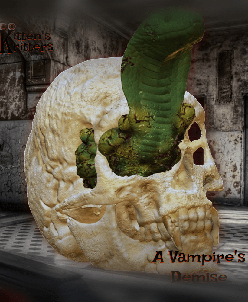 Vampires Death Skull with Snake Halloween Tomb Decor 3d model