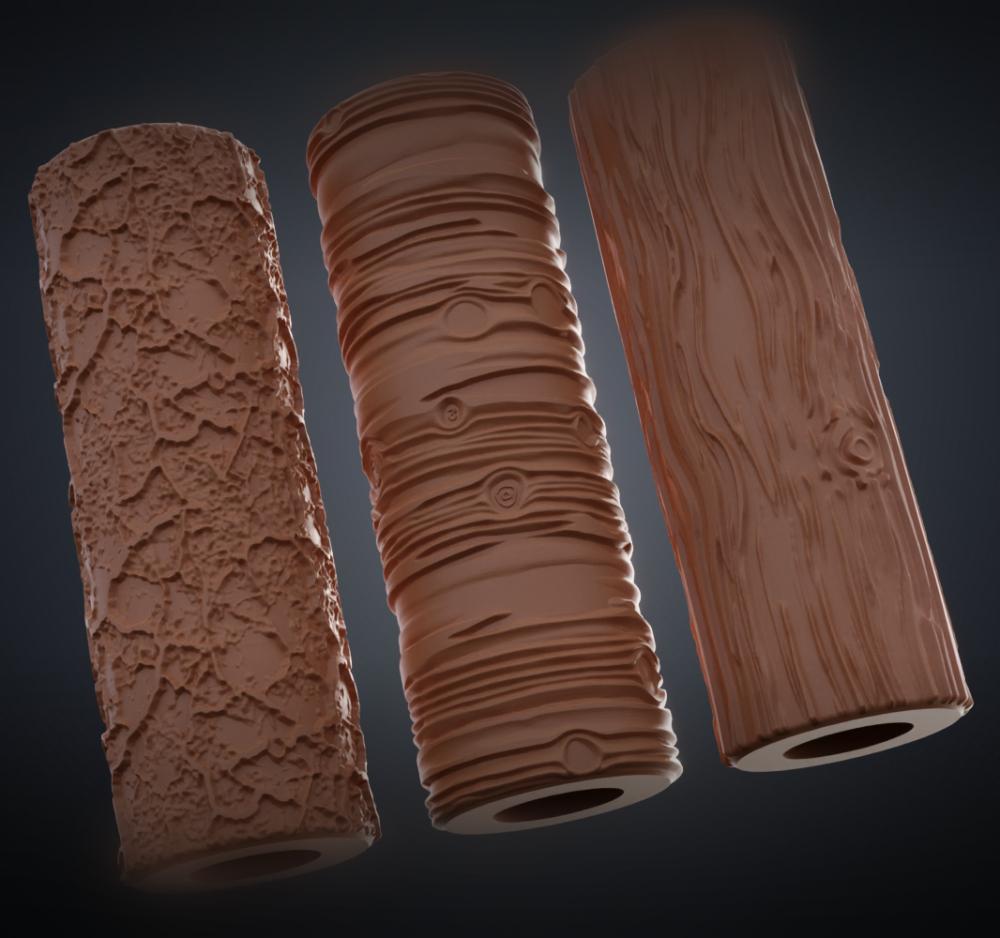 Texture Rollers Wood and tree bark Vol.2 (4-6) 3d model