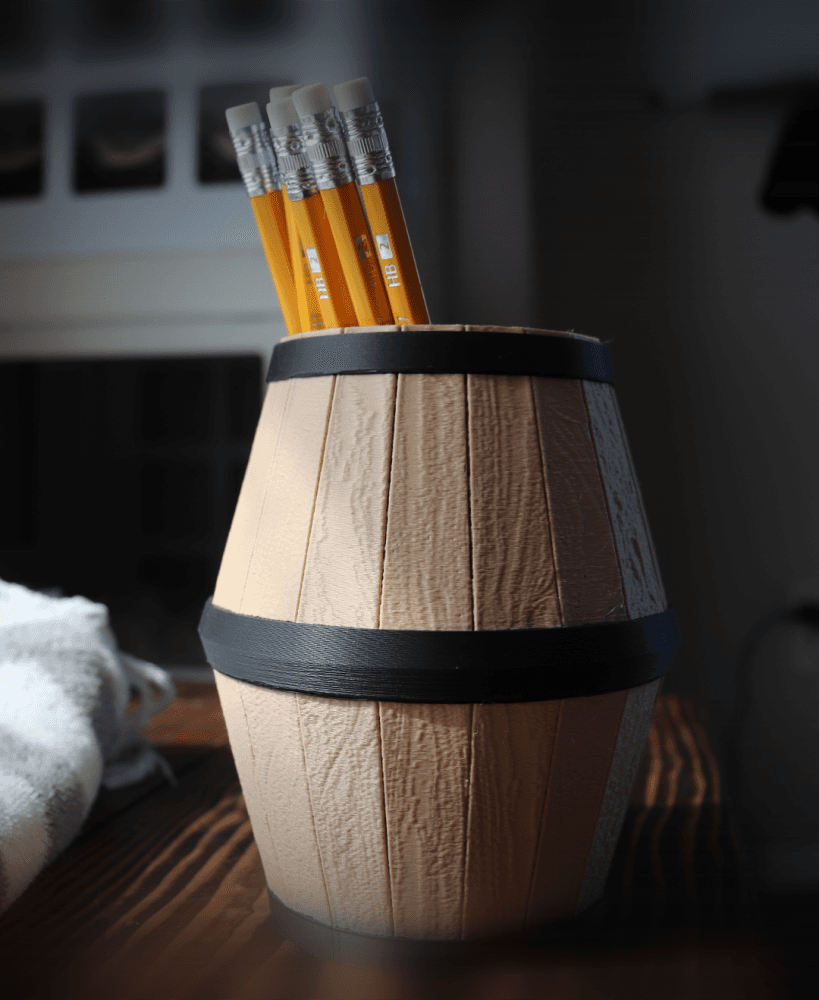 Wood Barrel Pen Holder 3d model