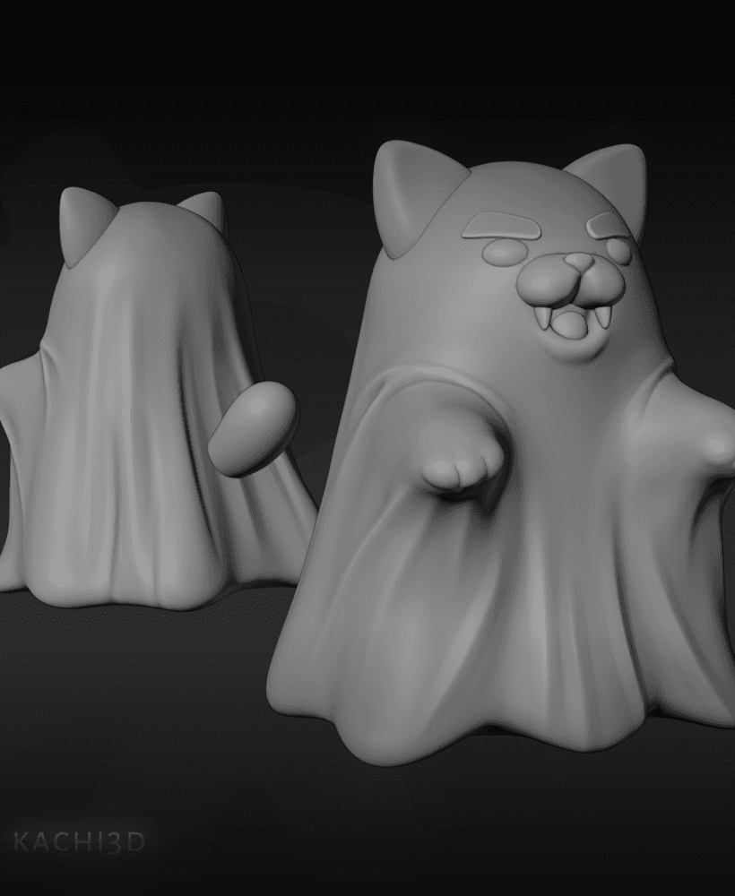 cute ghost kitty for halloween 3d model