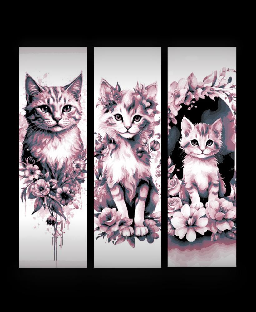 Cute Kittens and flowers, a perfect combination - Set of Bookmarks 3d model