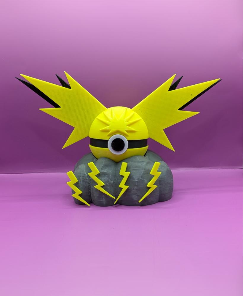 Zapdos Pokeball with Lightning Stand (MULTIPART).stl 3d model