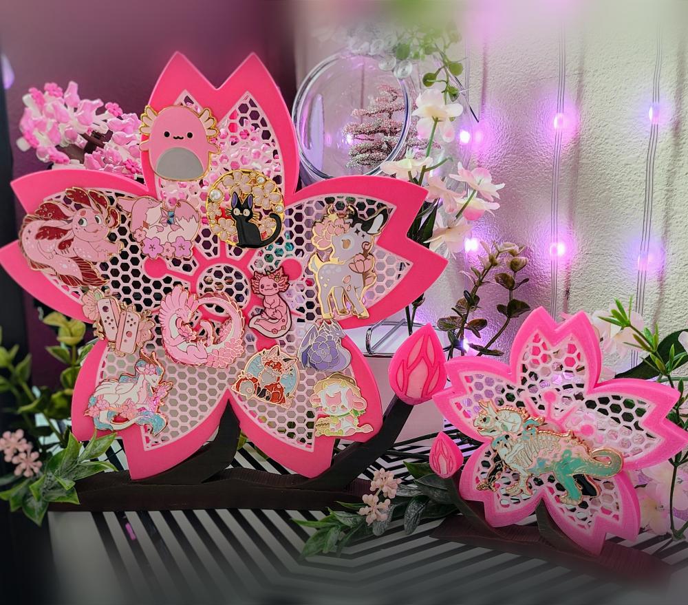 Cherry Blossom Pinboard - Sakura Enamel Pin Display Board 3d model