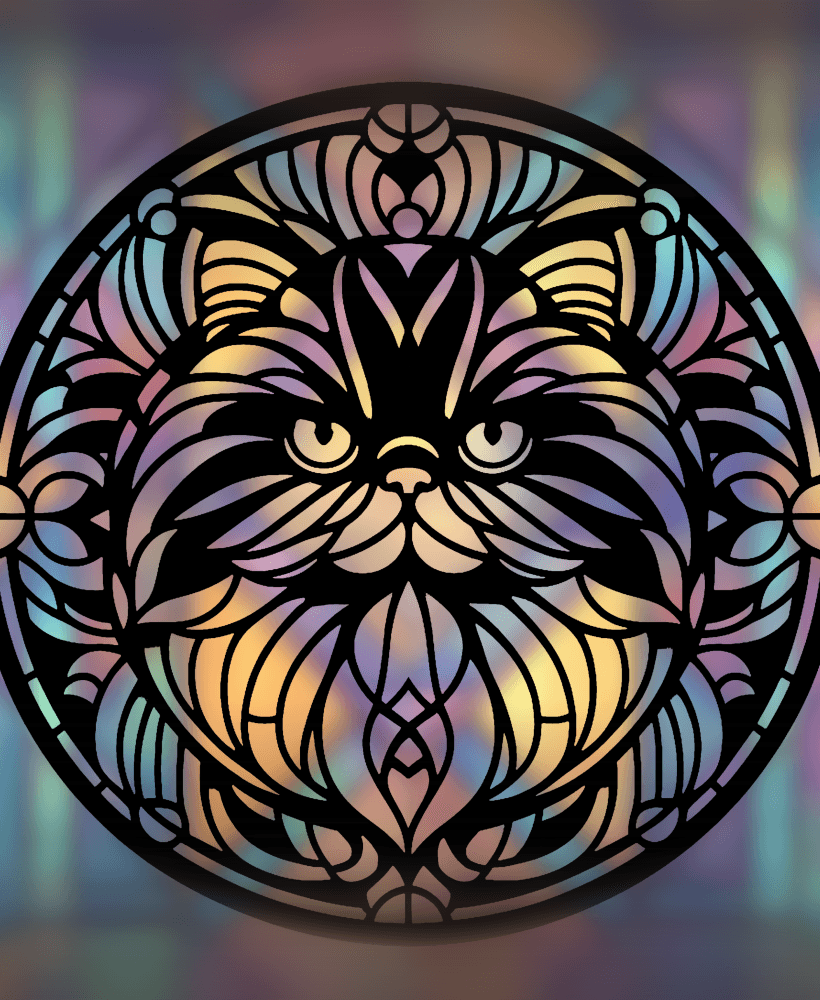 Persian Cat Mandala Art – 2D geometric wallart (Stained Glass Style) 3d model