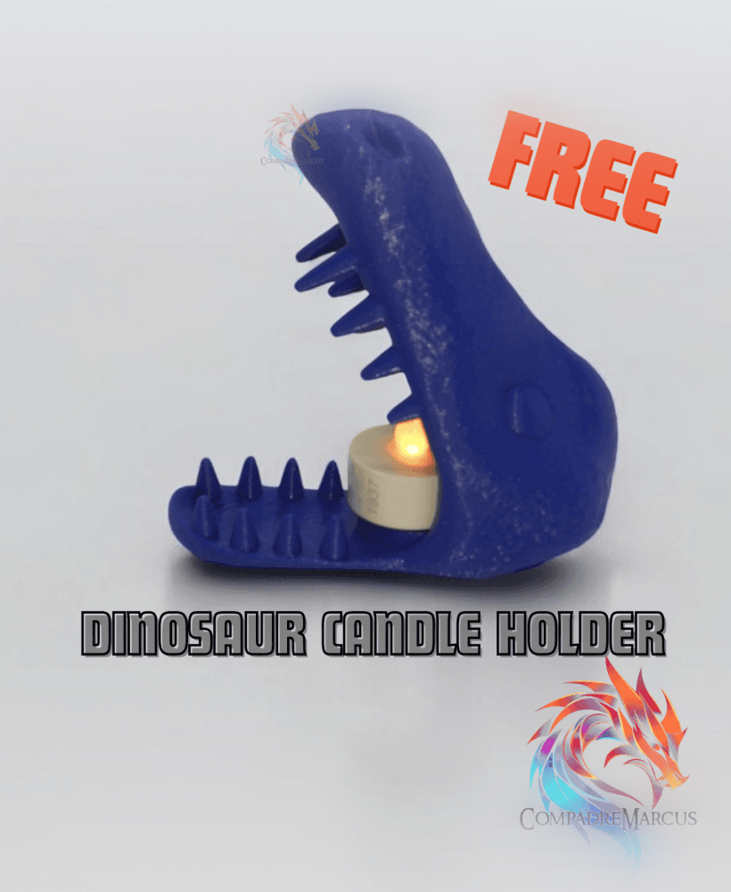 Dinosaur head candle holder / easy print / 3mf included 3d model