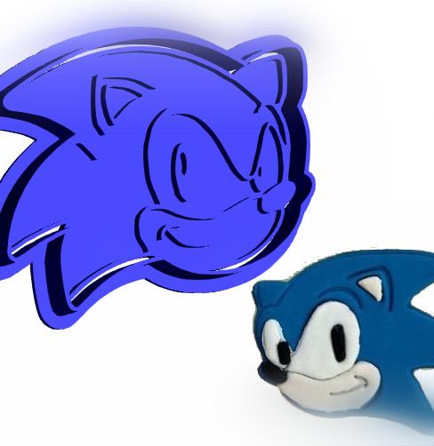 Sonic - Cookie Cutter with Stamp 3d model