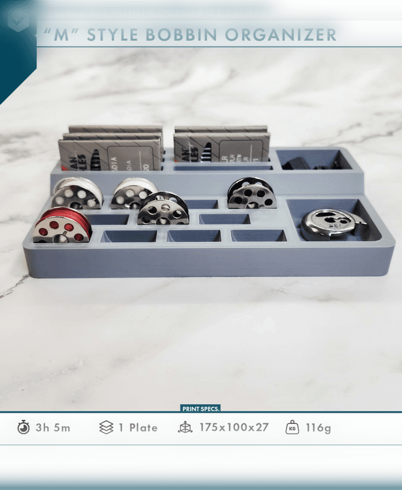 "M" Style Bobbin Holder / Organizer 3d model