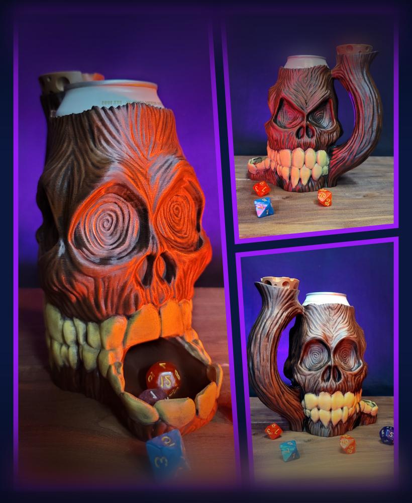 The Wooden Zombie 12oz Can Cozy Dice Tower 3d model