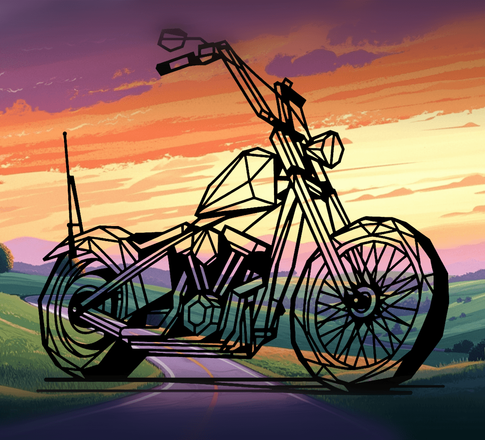 Geometric Chopper motorcycle - model 3 3d model