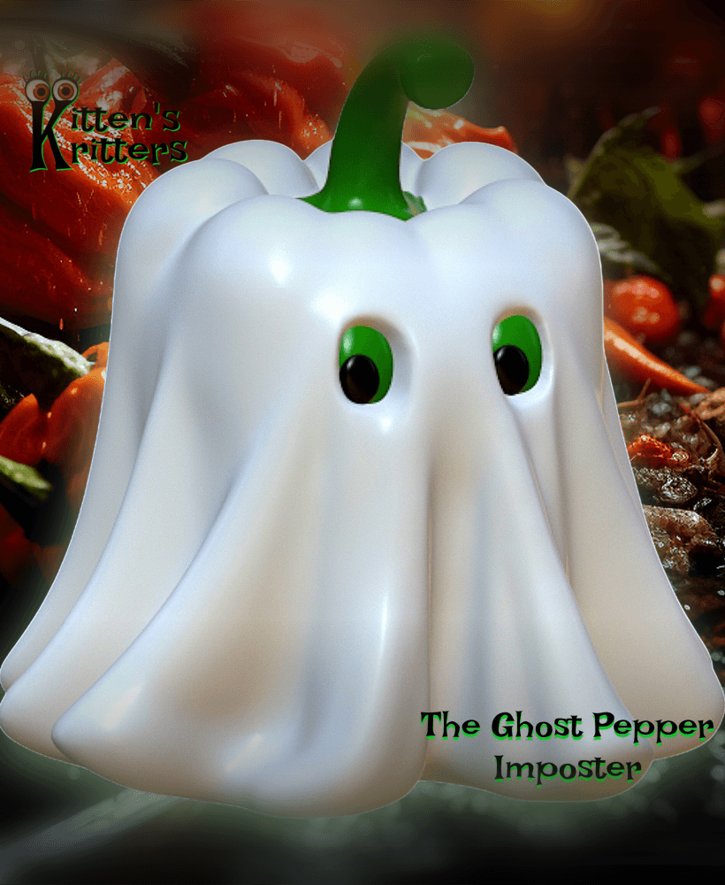 ghost pepper imposter bell pepper figurine 3d model