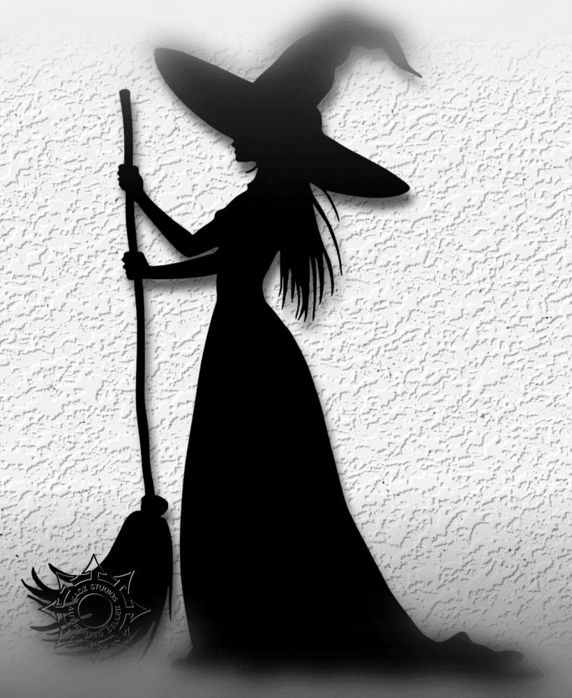 witch silohuette wall art halloween witchy decor 3d model