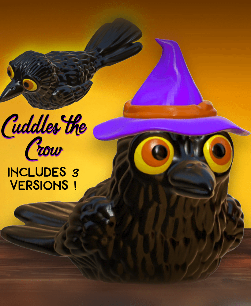 Cuddles the Crow Figurine Halloween Chibi Decor 3d model