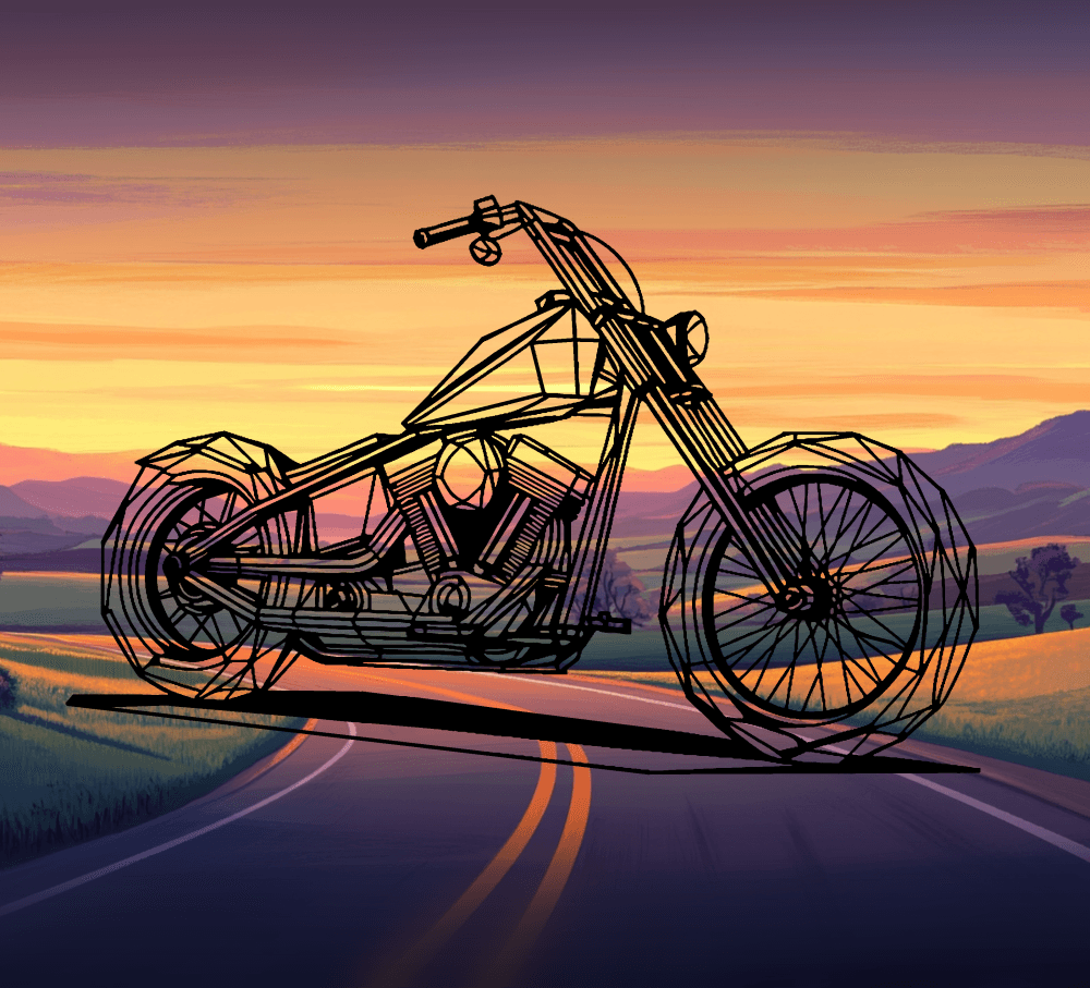 Geometric Chopper motorcycle - model 2 3d model