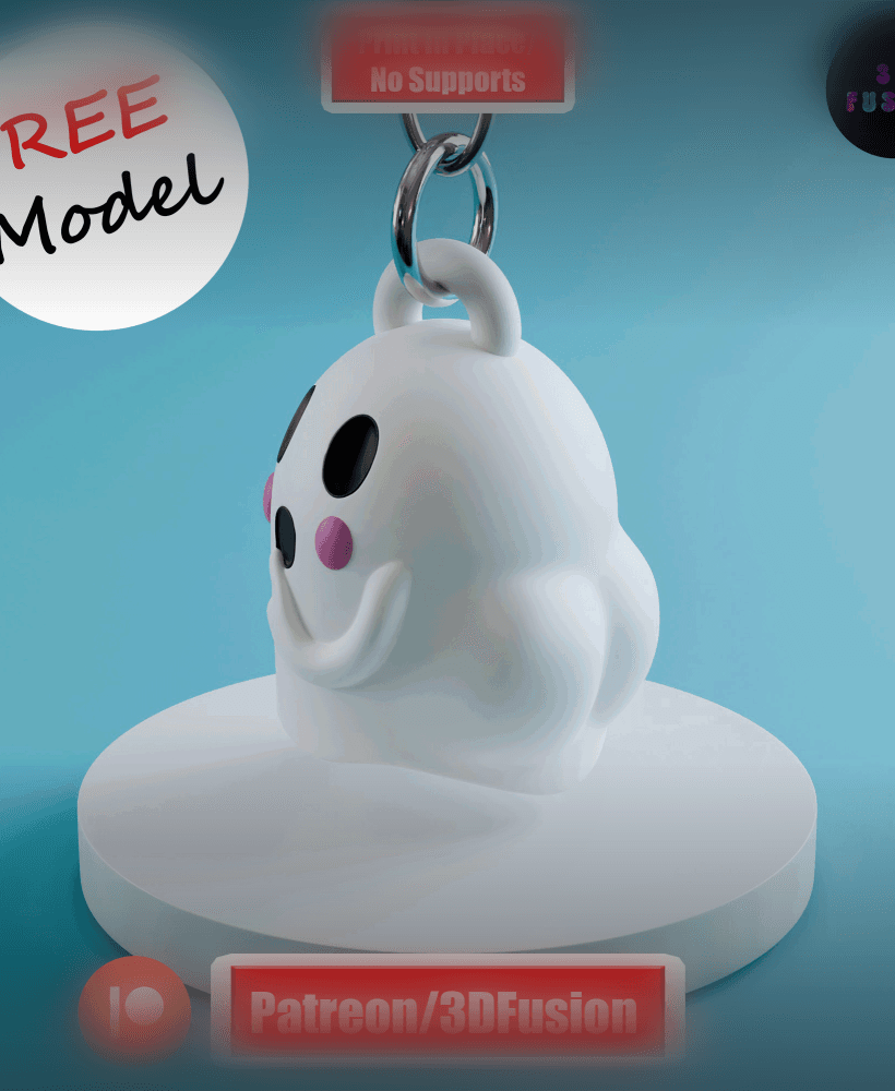 MultiColor Ghost BOO-ty Keychain and Mini Home Decor - Print in Place - STL - 3MF 3D Fusion 3d model