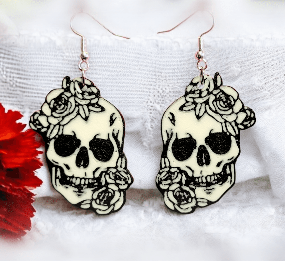 Sugar Skull Earrings 3d model