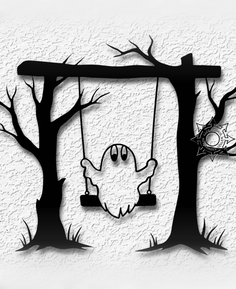 ghostly swing wall art halloween decor 3d model