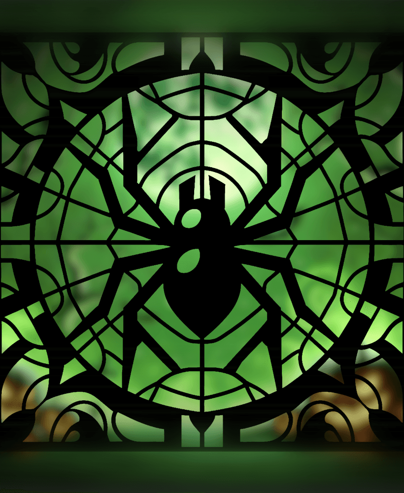 Spooky Halloween 2024 Series – Spider Stained Glass Style (2D Geometric Wall Art) 3d model