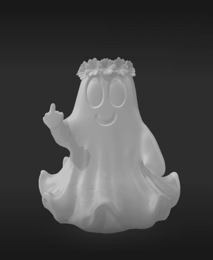 ghost w middle finger with flower crown 3d model