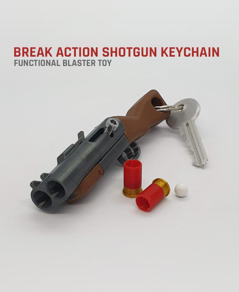 Break Action Shotgun Keychain — Functional Blaster Toy 3d model