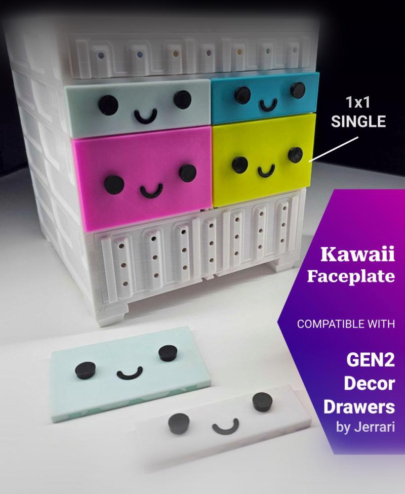 Kawaii Faceplate for GEN2 Decor Drawers 1x1 (Single) | Quick Swap 3d model