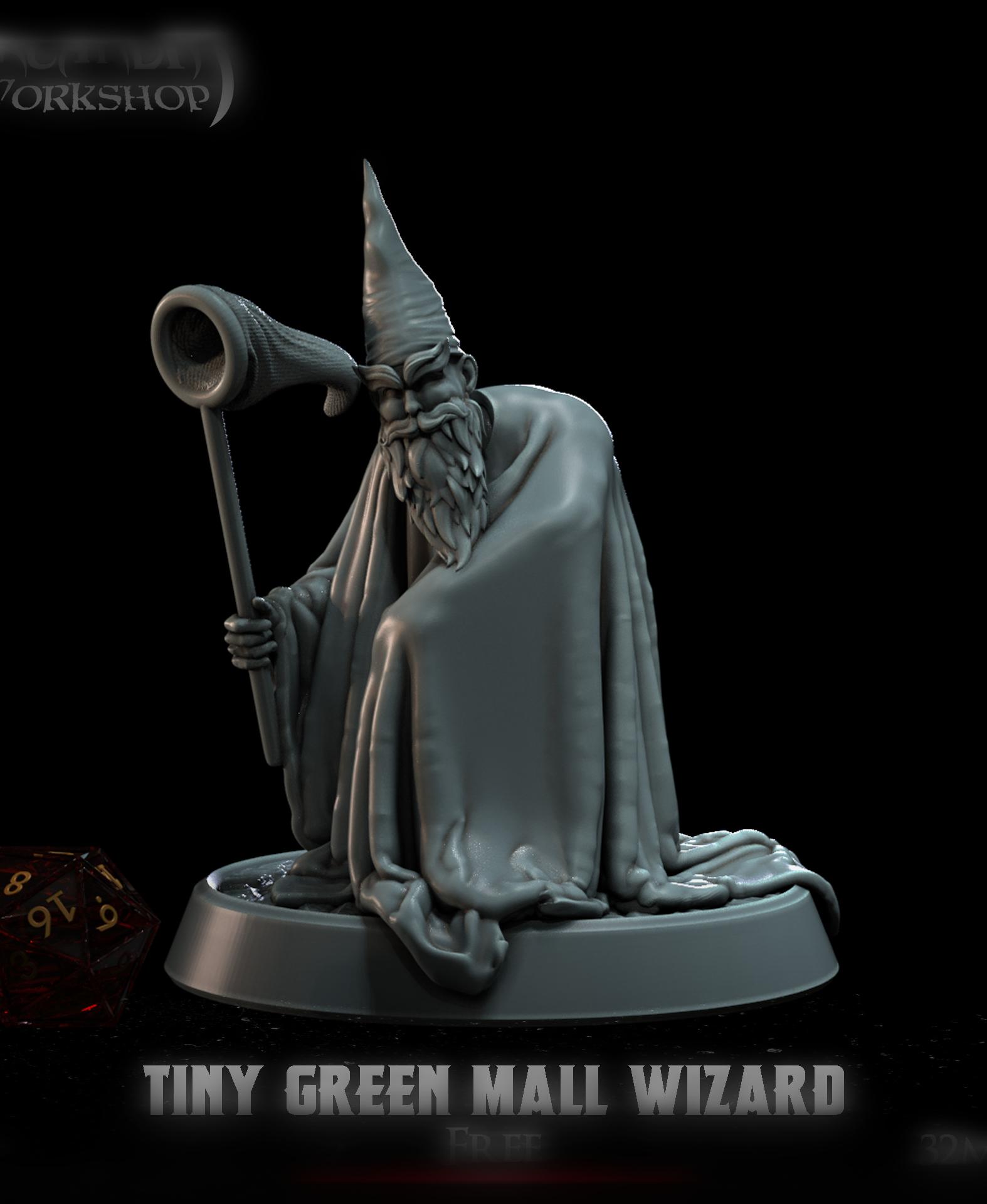 Tiny Green Mall Wizard  32 mm 3d model