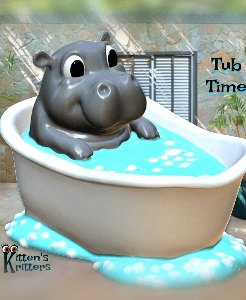 Moo Deng Pigmy Hippo Tub Time Figurine 3d model