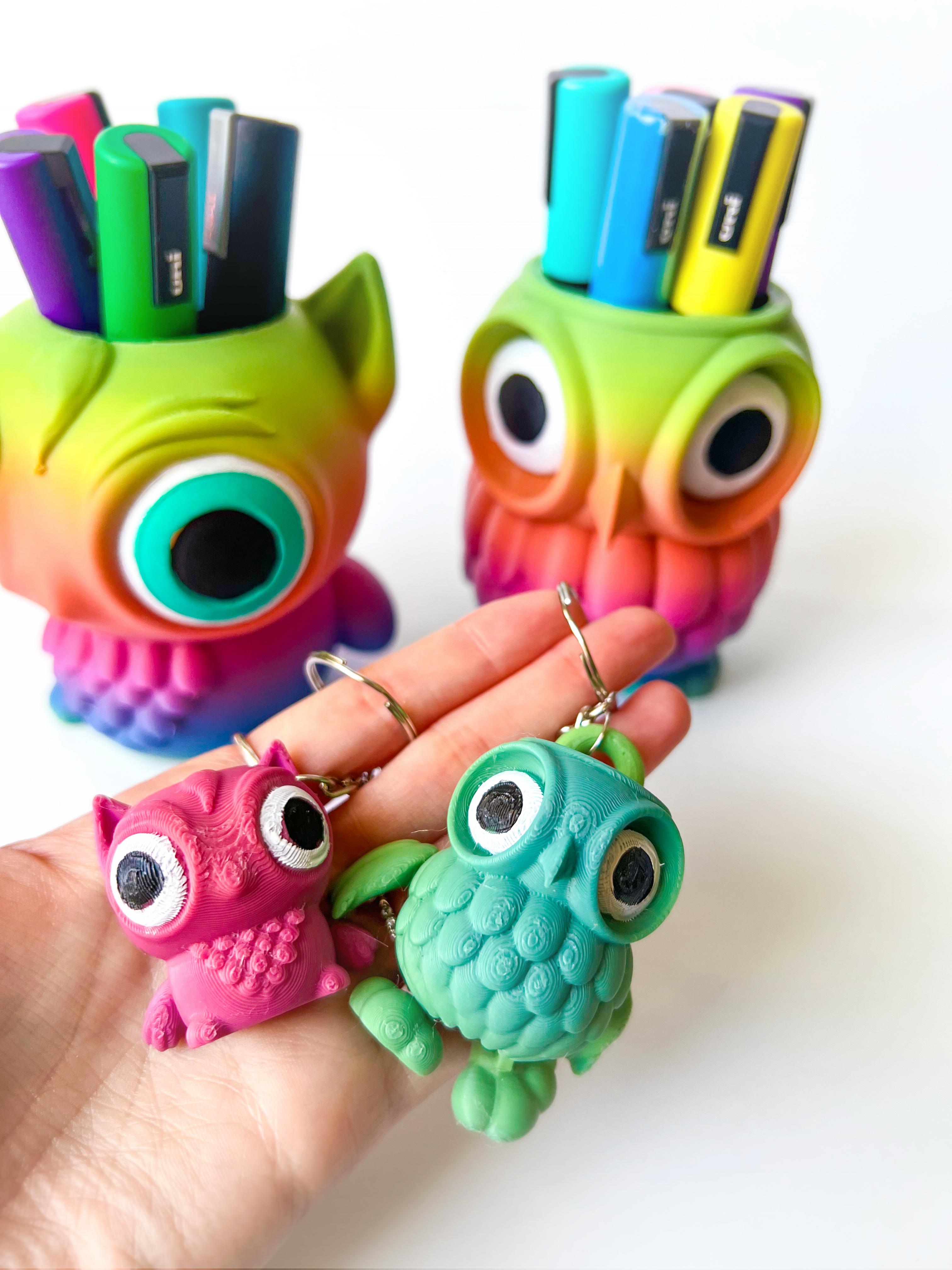 Forrest Cat & Owl Keychain bundle 3d model