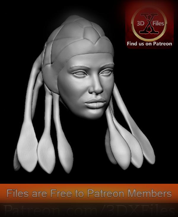 Adi Gallia Head Sculpt for Action Figure - Star wars 1:6 Scale Head Sculpt - 1/6th 3d model