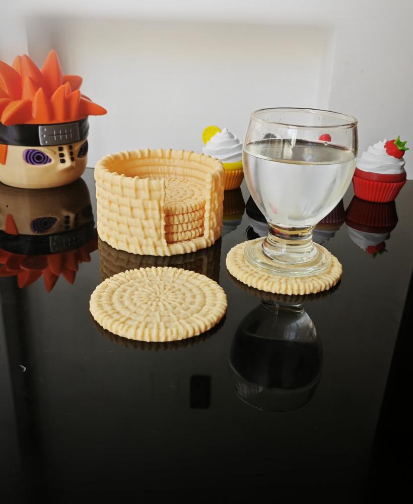 Wicker-Style Coaster Set 3d model