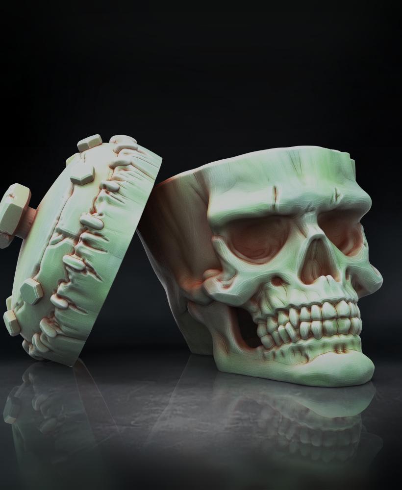 Frankenstein Monster skull bowl (Pre-Supported) 3d model