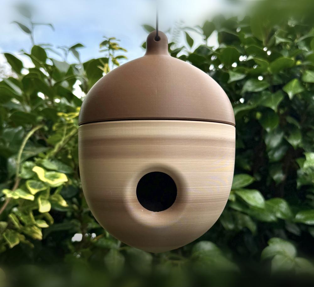 Acorn, birdhouse with integrated bird feeder. 3d model