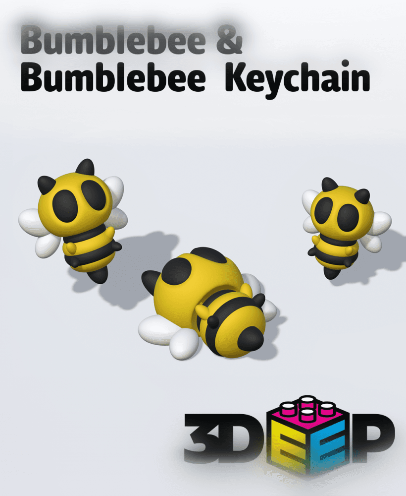 Bumblebee & Keychain - Print in place - No Supports 3d model