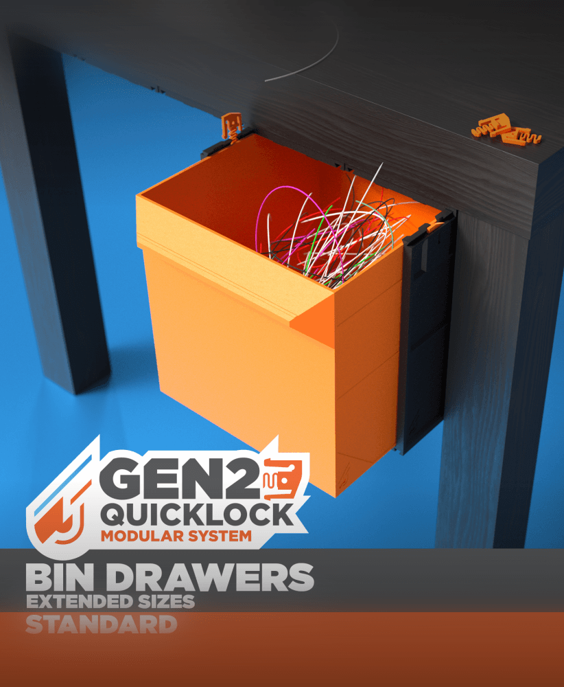 GEN2 Bin Drawers - Extended Sizes - STANDARD 3d model