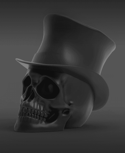 Skull with hat 004 - Print in place - Art - Sculpture - STL  3d model