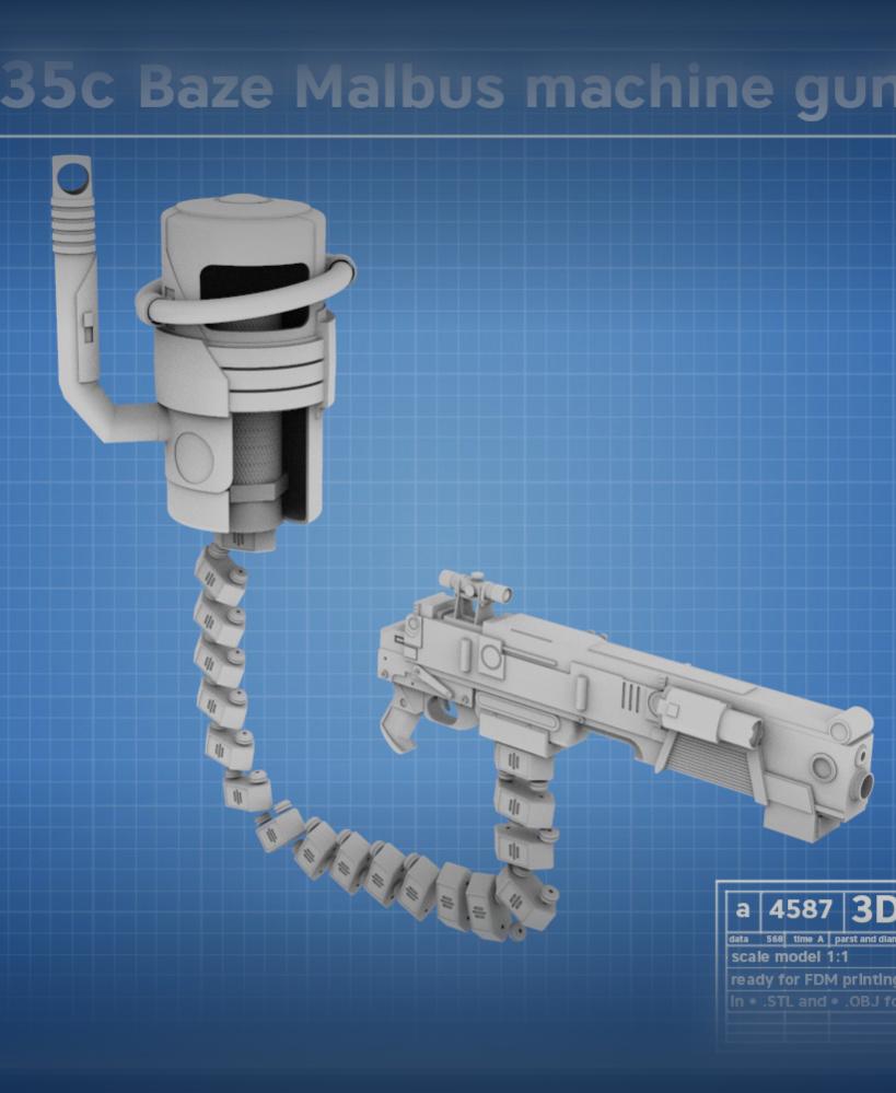 M-35 Baze Malbus machine gun 3d model