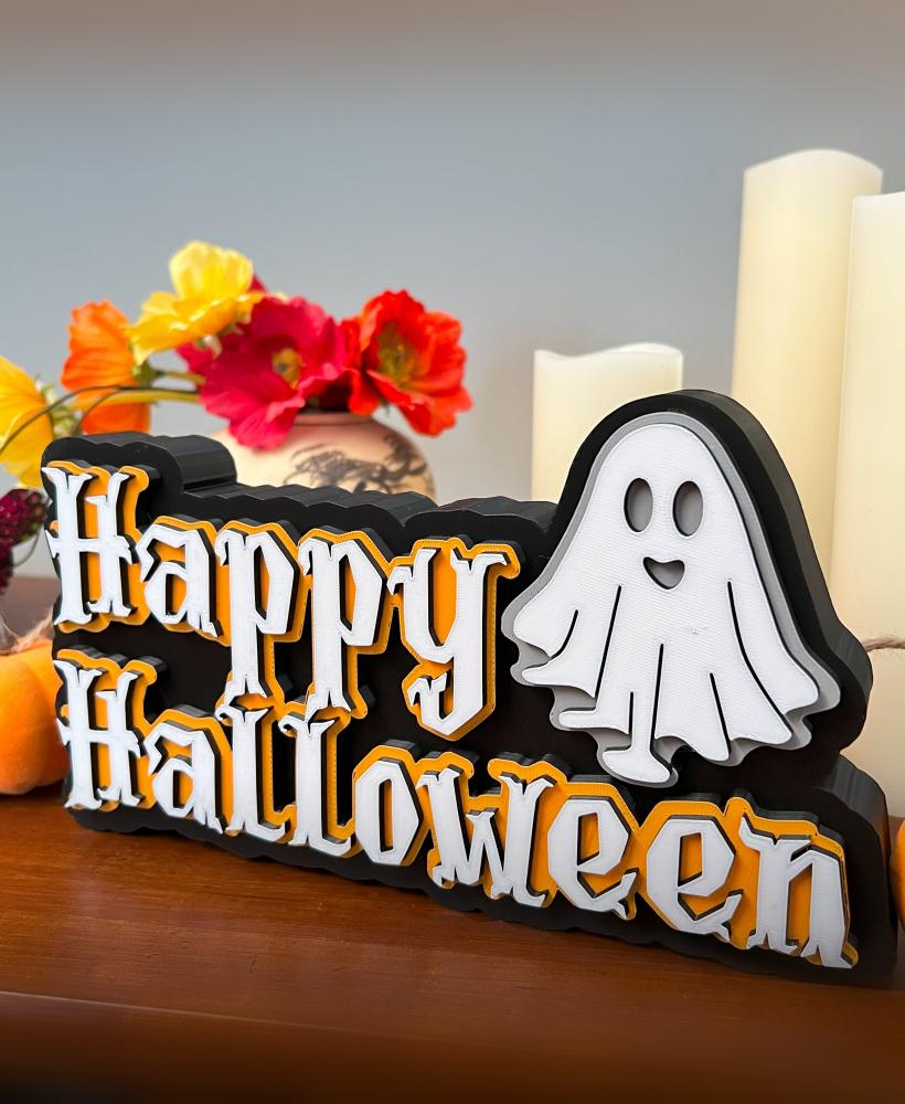 Happy Halloween Ghost Sign 3d model