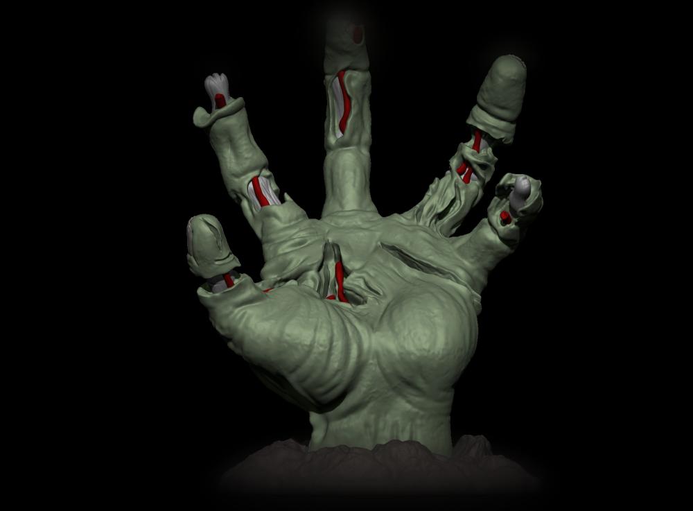 Realistic Zombie Hand with wall mounts 3d model