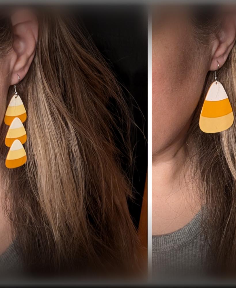 Super Sweet Candy Corn Earrings for Kids or Adults - Two Styles From Which to Choose 3d model