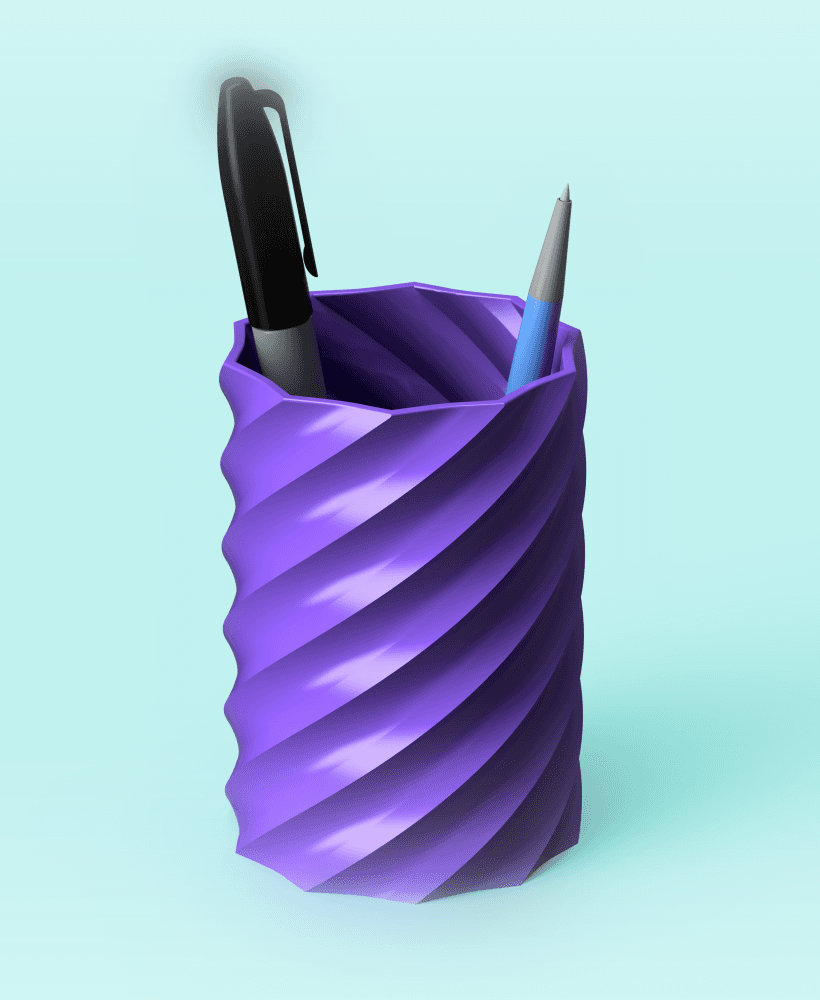 Twisted Spiral Pen Cup 3d model