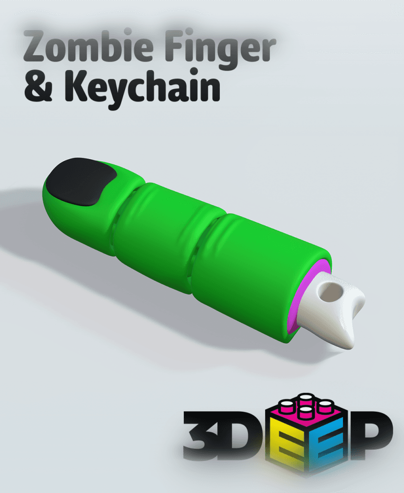 Zombie Finger & Keychain - Print in place - No Supports .3mf 3d model