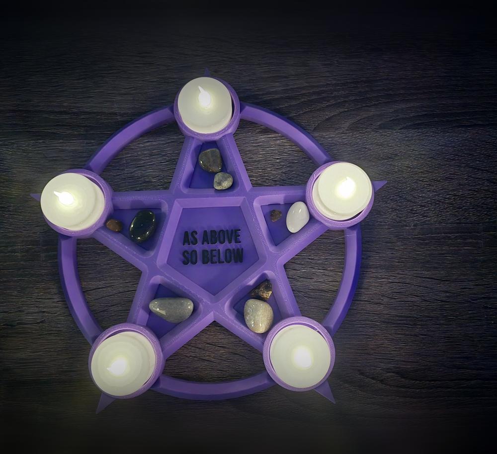 Pentacle Tealight & Crystal Tray 3d model