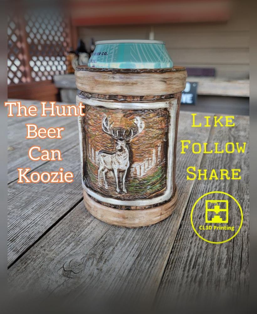 The Hunt Wood Beer Can Koozie with Buck / Pen holder 3d model