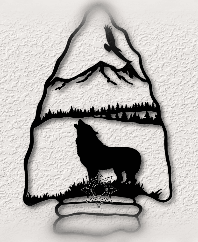 Native American wall art wolf decor arrowhead 3d model