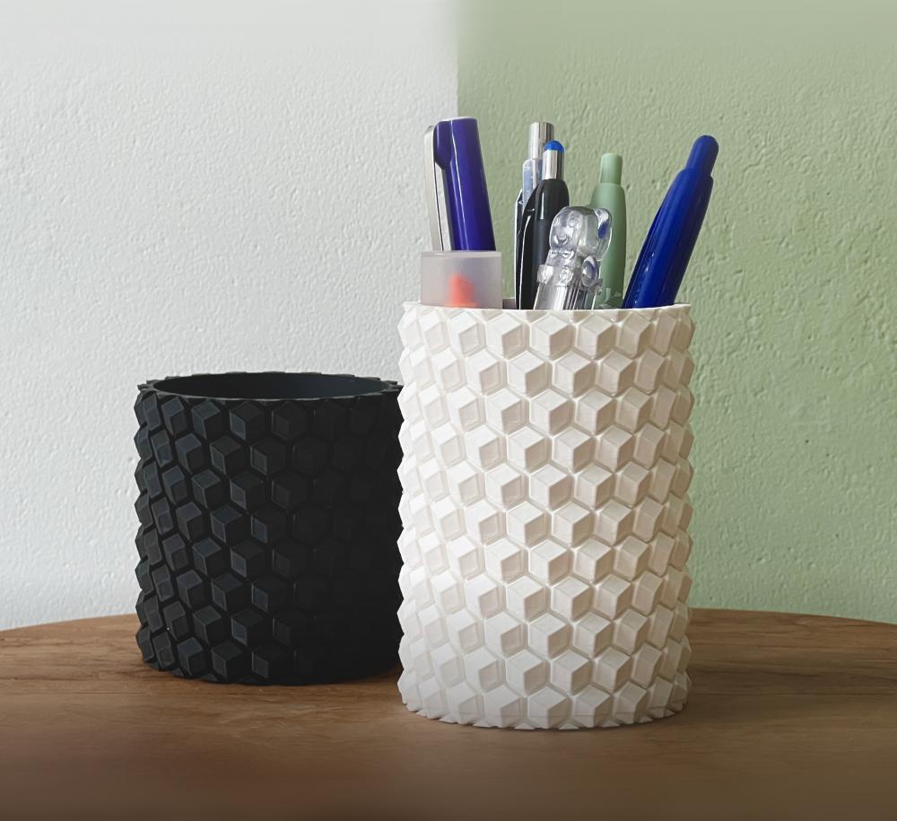 Pencil holder with HoneyComb 3d model