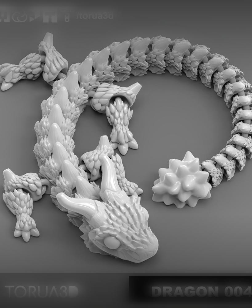 Articulated Dragon 004 - Print in place - No supports - 3mf - STL 3d model