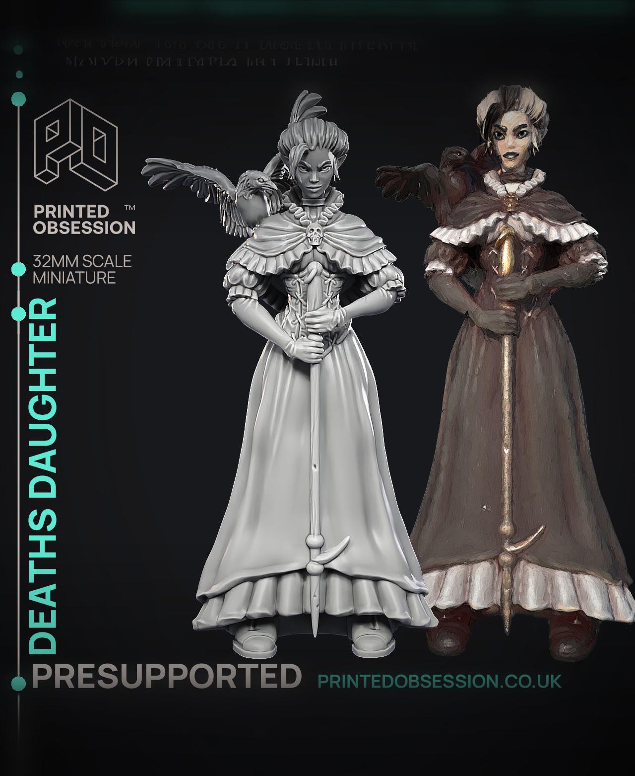 Deaths Daughter - The Keeper - PRESUPPORTED - Illustrated and Stats - 32mm scale  3d model