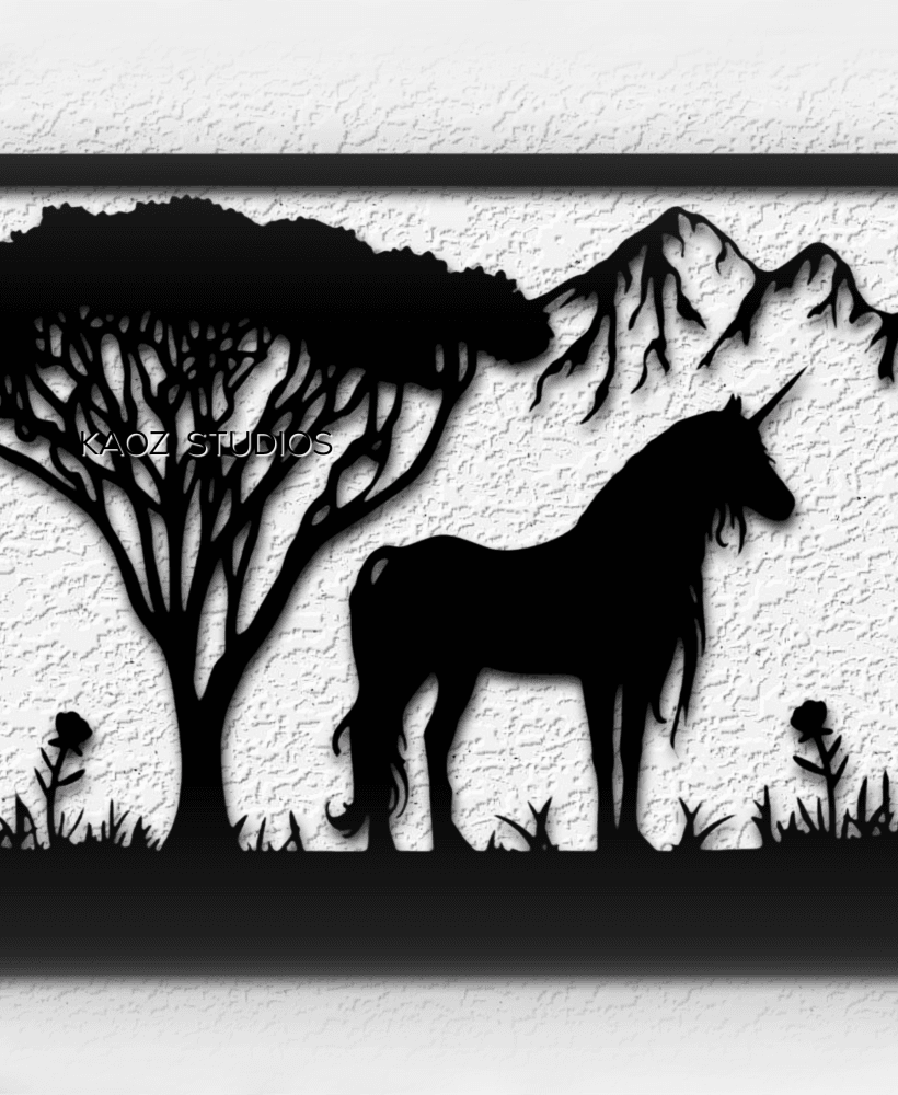 unicorn wall art fantasy decor magical horse 3d model