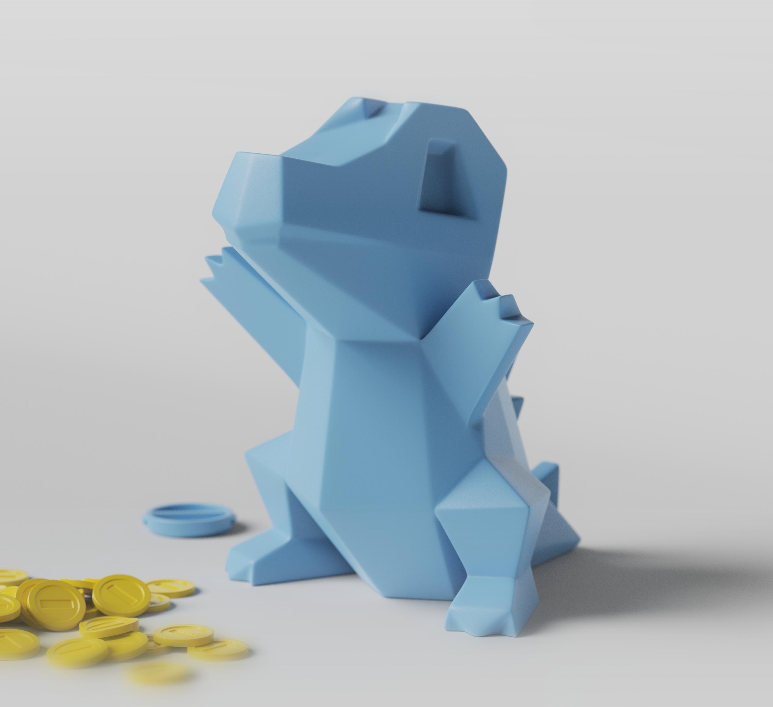 Low-poly Totodile - Piggy Bank 3d model