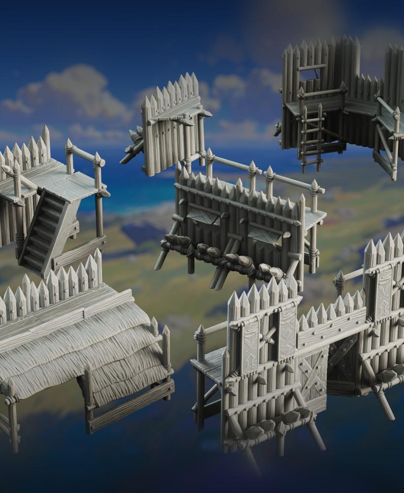 Palisade Fort Terrain Set - Koldeni Encampment 3d model